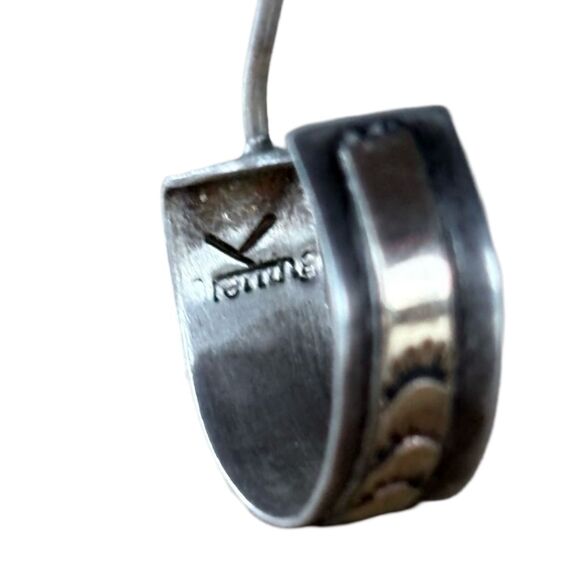 12k Gold Filled Half Hoop Etched Sunbeam Earrings - Picture 11 of 11